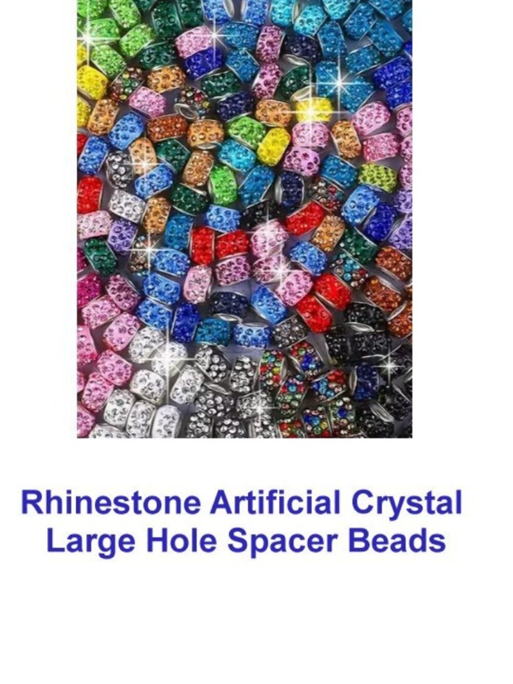 Rhinestone Artificial Crystal Large Hole Spacer Beads 50 Beads